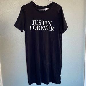 Size 12 Justin Bieber Tour Black T-Shirt Dress